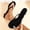 Black, variant on Womens Black Velvet Thong Sandals Chunky Low Heel Slide Mules Casual Comfort Summer Shoes,Size 6.5