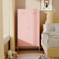 thumbnail image 2 of Metal Wardrobe Coat Cabinet with Adjustable Shelves and Hanging Rod,Storage Closet Locker for Bedroom, Room,Office, Home, School,Almirah for Clothes,Blanket. (2 Door Short Rod, Pink), 2 of 12