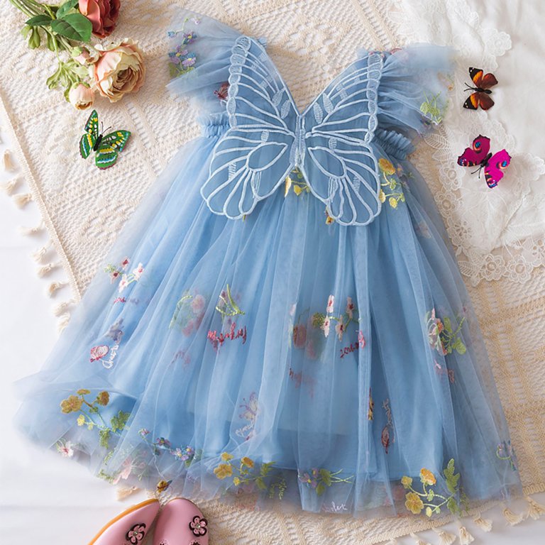 stretch drop waist dress Pink Butterfly Dress, Blush Toddler Dress, 1st Birthday Dress, Girl Tutu Dress, 1st Communion Dress, Flower Girl Dress, Fairy Princess Dress 7 /