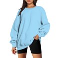 thumbnail image 2 of Fesfesfes Fashion Tops Sweatshirt for Women Long Sleeve Round Neck Loose Sweatshirt Solid Blouse Tops On Sale, 2 of 6