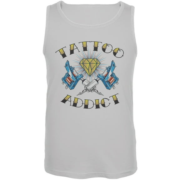 Tattoo Addict White Adult Tank Top