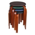 thumbnail image 4 of leyfeng Taburete de madera Taburete KD de madera maciza Cojín de cuero apilable Taburete redondo acolchado Silla sin respaldo para, 4 of 8