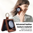 thumbnail image 6 of Allytechgroup Galaxy Flip 6 Case with Ring Holder Stand, Premium PU Leather Stylish Shockproof Anti-Scratch Portable Phone Case Cover for Samsung Galaxy Z Flip 6, Brown, 6 of 8