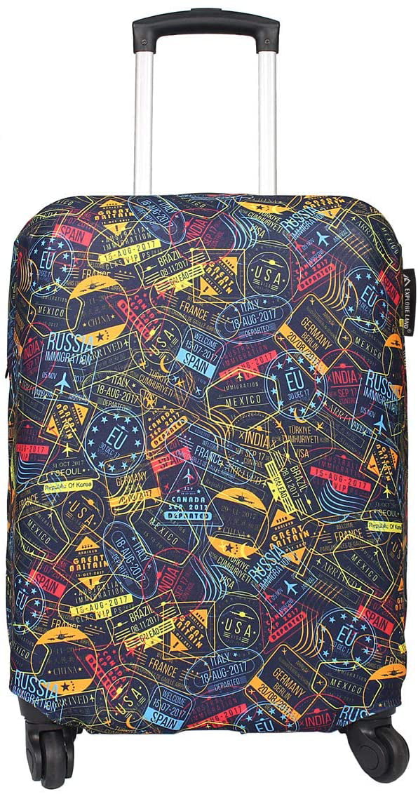 Stamp M Explore Land Thickened Travel Luggage Cover Washable Suitcase Protector Fits 23-26 Inch Luggage 