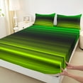 thumbnail image 3 of jejeloiu Geometric Lines Pattern Queen Sheet Sets,Waves Stripe Flat Sheet,Green Black Striped Queen Fitted Sheet For Teens,Microfiber Bedroom Decor,4 Pieces, 3 of 7