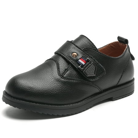kkdom Boys Girls Dress Shoes Oxfords Formal Leather Shoes Wedding School Uniform Black Size 12 Little Kid