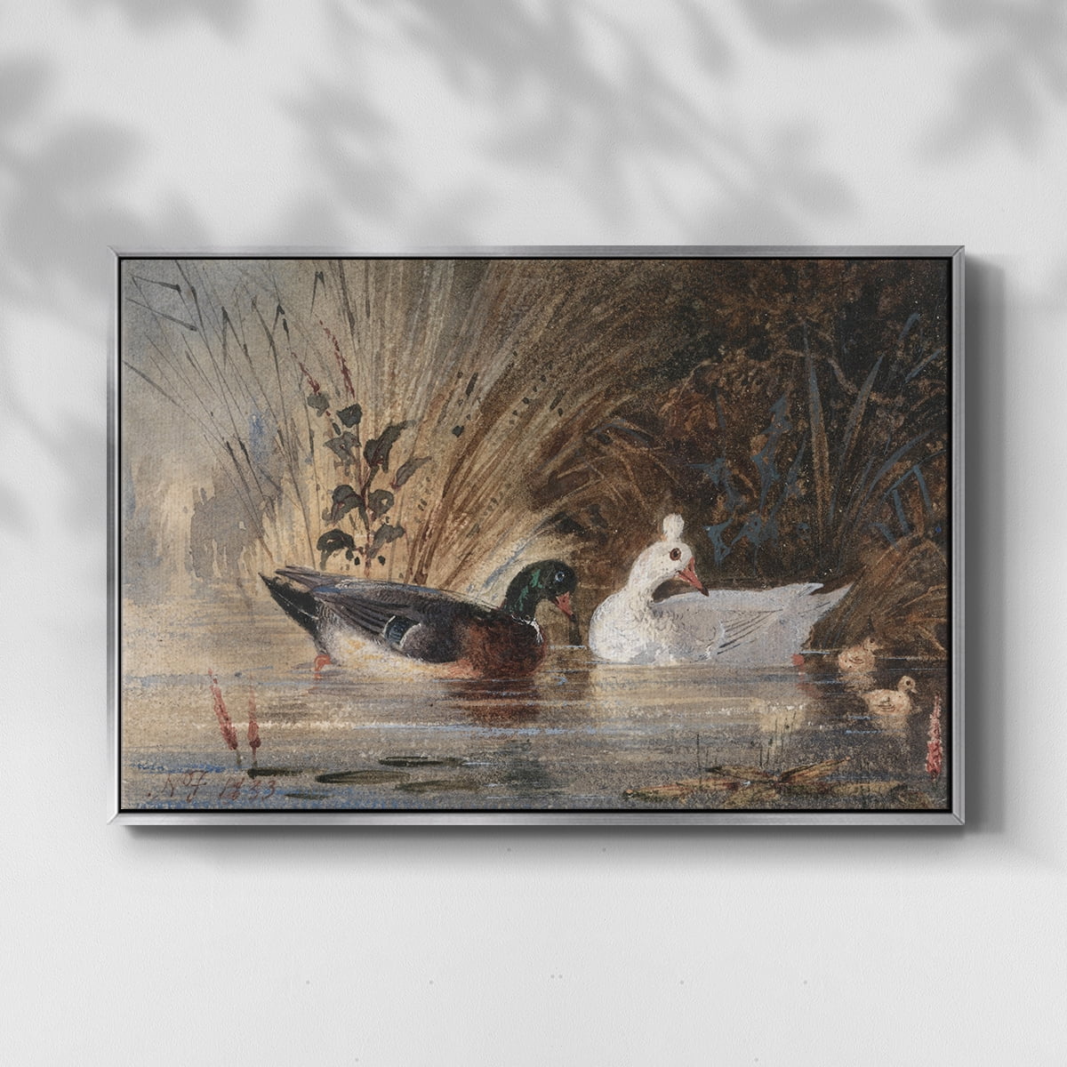 Vintage Animal Print-XVIII By Wexford Home Framed in Silver Wood Gallery Wrapped Canvas 27 in. x 41 in.
