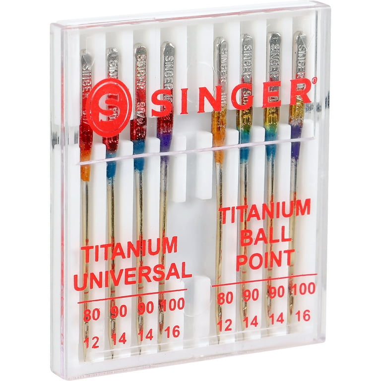  SINGER 04808 Titanium Universal Regular Point Machine Needles  Woven Fabric, Assorted Sizes, 10-Count