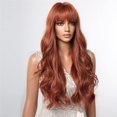 thumbnail image 3 of Perruques Longues Bouclées pour Femmes Perruques Ondulées Longues avec Frange Plate pour Filles Perruque Cosplay Remplacement de Cheveux pour Usage Quotidien Perruques A9, 3 of 5
