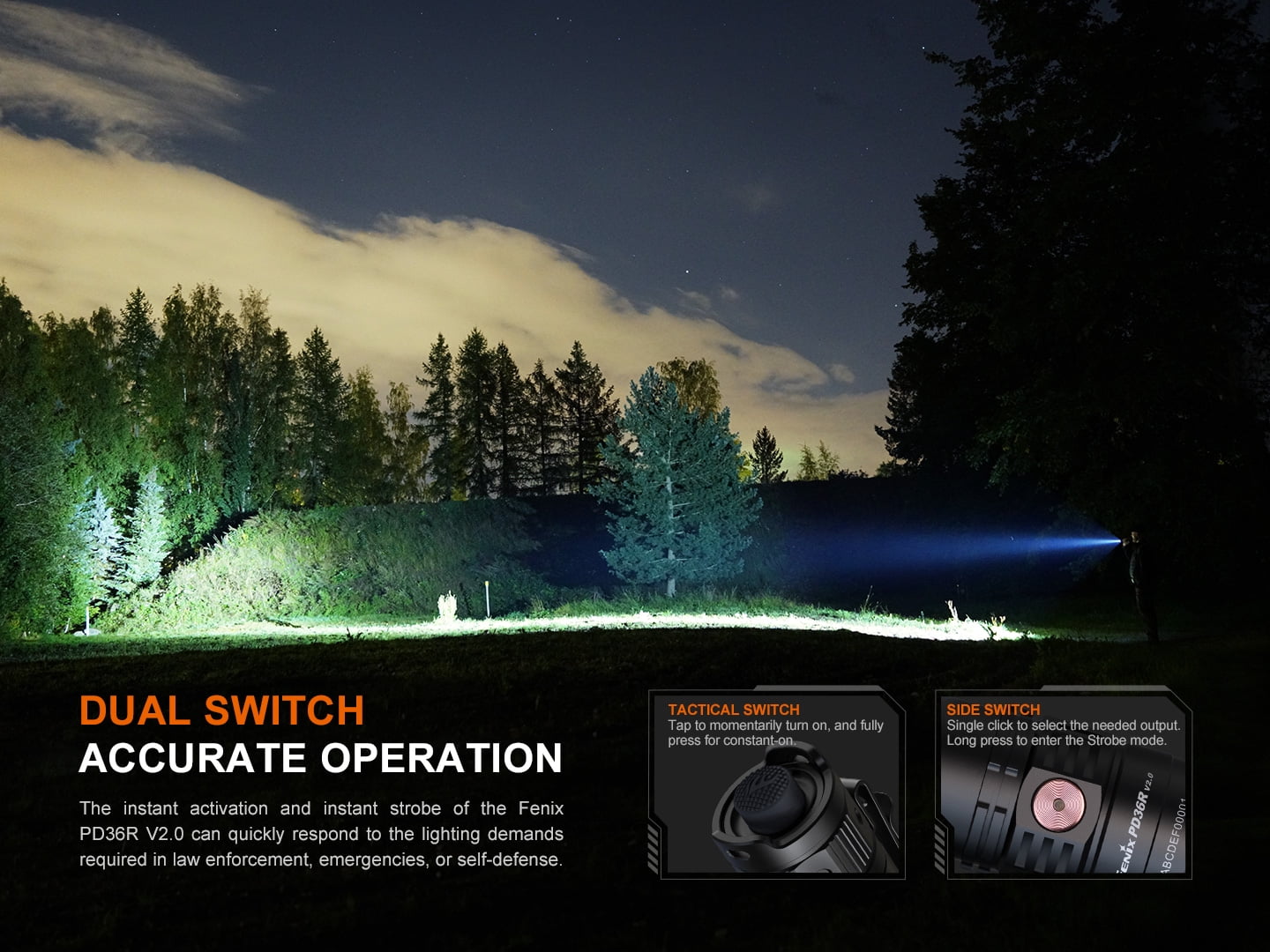 Fenix PD36R V2.0 1700 Lumen Rechargeable Tactical Flashlight + LumenTac Organizer