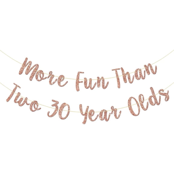 More Fun Than Two 30 Years Olds Banner, Rose Gold Glitter, Women Men's 60th Birthday Bunting Banner, Cheers to 60 Years, 60 Years Old Birthday, Funny Birthday Party Decoration Supplies