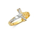 thumbnail image 1 of Solid 14k White and Yellow Gold Two Tone Cross Crucifix Ring Size 9.5, 1 of 2