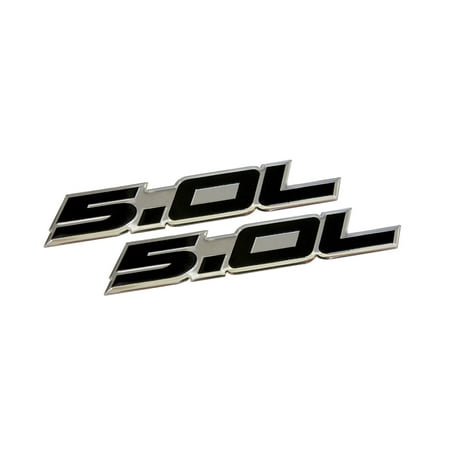302 Mustang Engine - 2 x (pair/set) 5.0L Emblems in BLACK Highly Polished Aluminum Silver Chrome Engine Swap Badge for Ford Mustang GT F-150 Boss 302 Coyote Cobra GT500 V8 Crown Vic Victoria