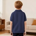 thumbnail image 7 of Kukoosong Boy's Waffle Knit V-Neck Polo Shirt, Kids Raglan Sleeve Collared Casual Tops, Solid Color Short Sleeve T-Shirt for Boys, 7 of 7