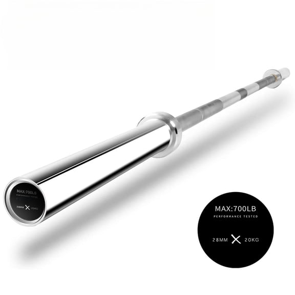 Olympic Barbell and Weight Plates Set 7.2 Ft 700 lb Capacity Chrome Strength Training Bar with 2 Inch Sleeves and Pure Rubber Bumper Plates for Home Gym Powerlifting Deadlift Squat Bench Press