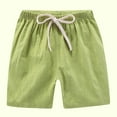 thumbnail image 3 of LLYwey Toddler Linen Pants - Boys Girls Drawstring Elastic Waist Shorts - Kids Casual Solid Straight Leg Short Pants with Pocket Travel Beach Vacations Summer Clothes, New-Md78, Green, 7-8T, 3 of 4