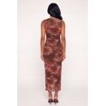 thumbnail image 3 of Women's Floral Mesh Side Ruched Mock Neck Maxi Dress, 3 of 3