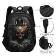 thumbnail image 3 of Fotbe Vintage Ornate Skull Mochila con Estampado y Puerto USB para Hombre y Mujer, Mochila Antirrobo, Mochila de Viaje, Mochila Escolar, Mochila Universitaria, 3 of 7