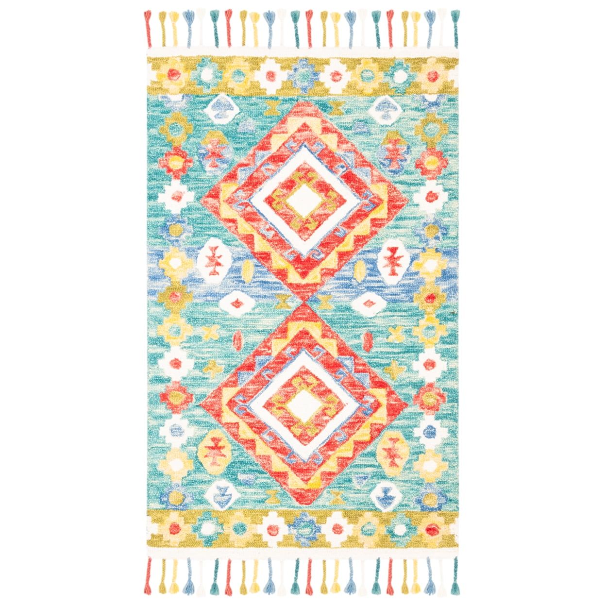 SAFAVIEH Aspen Linnette Colorful Geometric Wool Area Rug, Green/Red, 3' x 5'