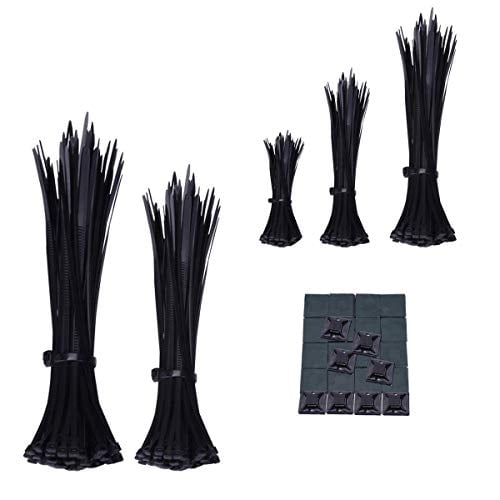 600pcs Negro Corbatas de Nylon Estándar Autobloqueantes para Cable Tam