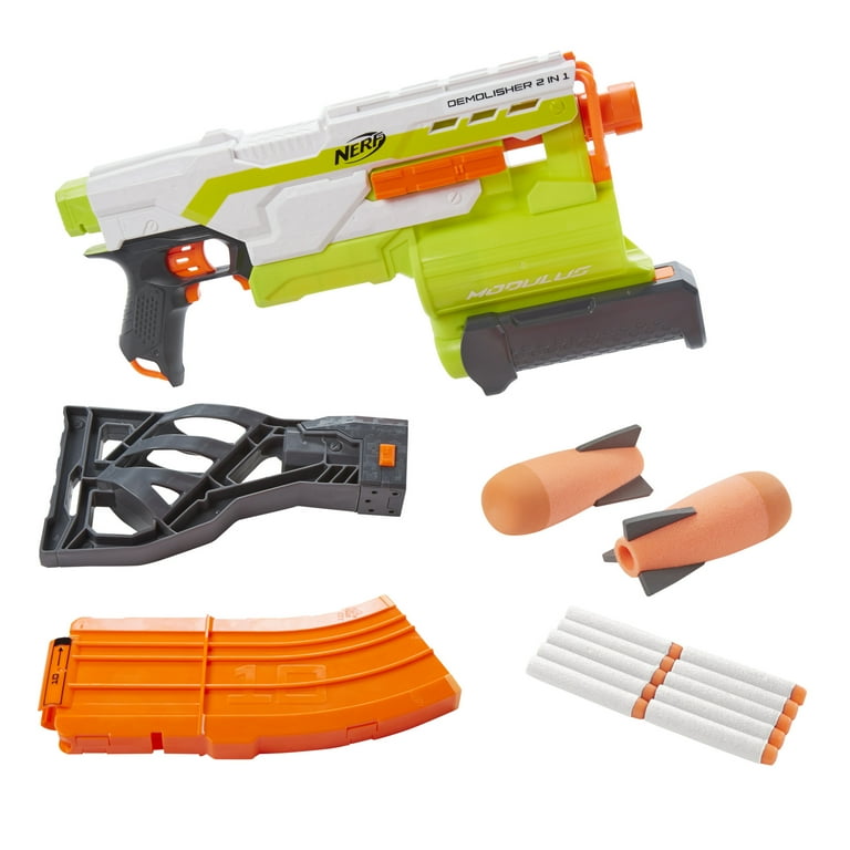 Nerf Modulus Demolisher 2 in 1 Motorized Blaster Fires Darts and Rockets