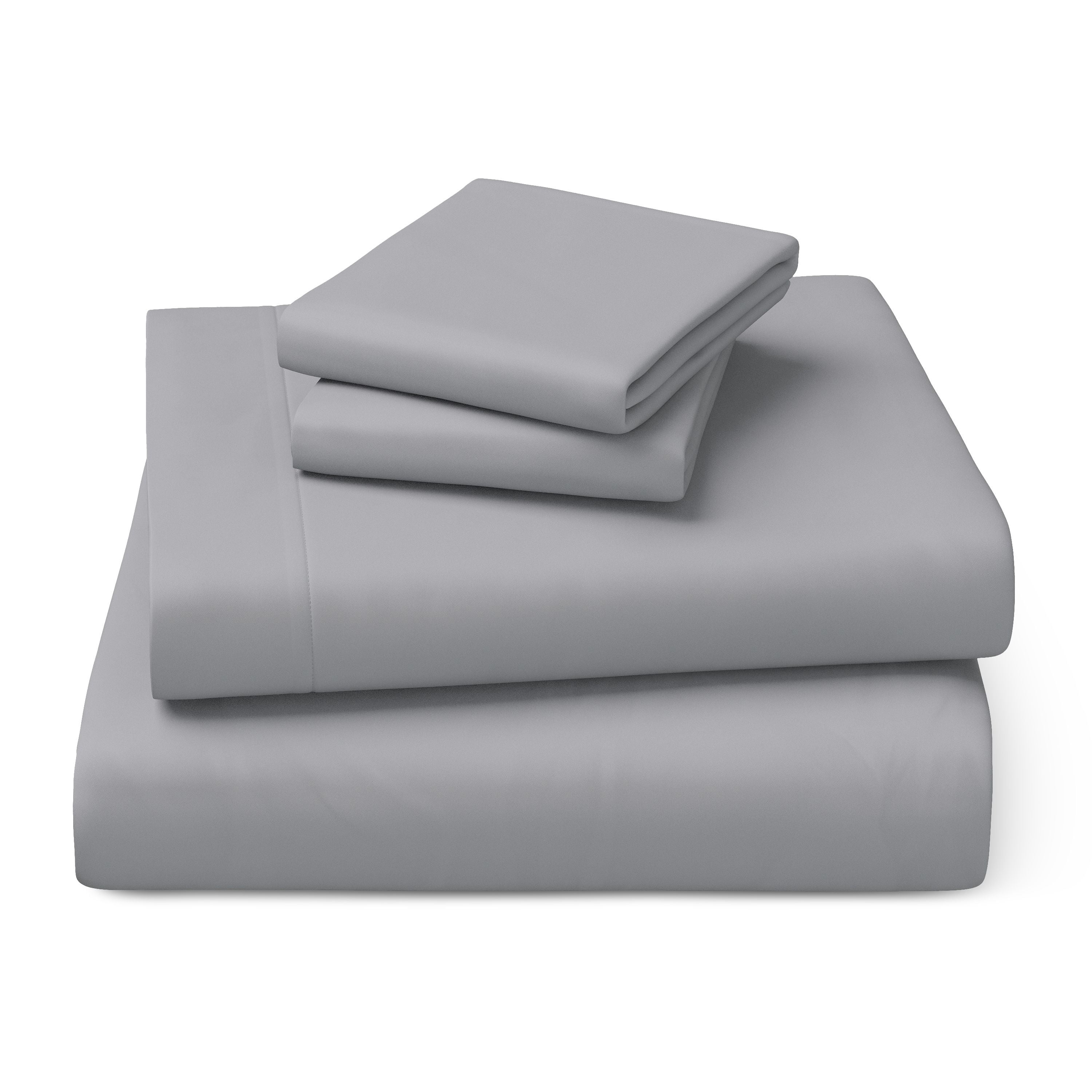 Mainstays Kids Microfiber Bed Sheet Set, Full, Gray, 4 Pieces