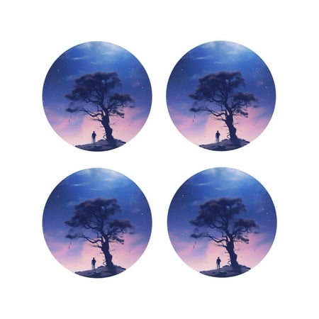 

Blue Moon Tree Coasters Set of 4 Drink Coasters for Tabletop Protection/Coffee Table Decor Suitable for Kinds of Cups Cup Coasters for Home Decor Living Room Decor 4 Inches