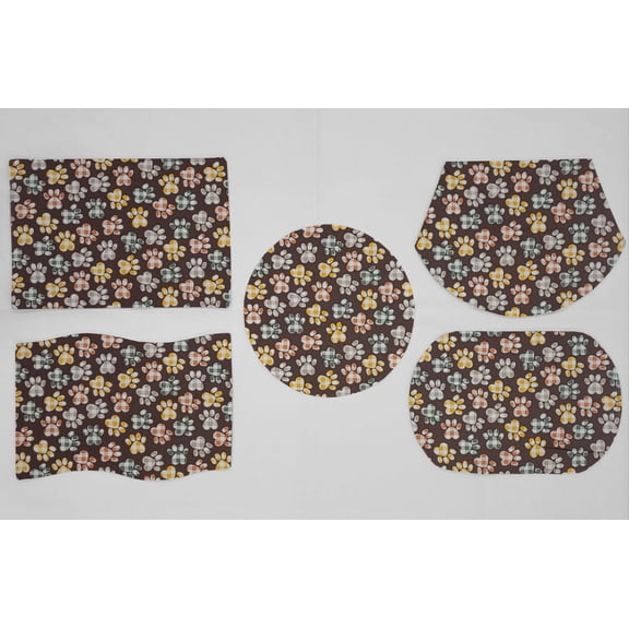 Puppy Love Dog Paws Placemats by Penny's Needful Things (Oval - Set of 2) (Brown)
