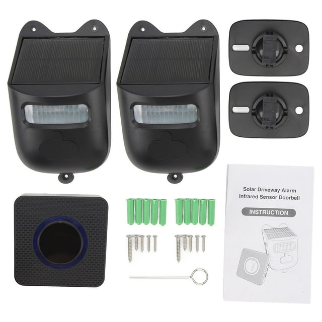 Oubit Alarme de Passage Sans Fil Détecteur de Mouvement, Alarme de Passage Sans Fil Solaire Alarme de Passage Solaire Sonnette de Porte Capteur Infrarouge Performance Inégalée