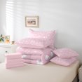 thumbnail image 4 of Erosebridal Pink Cherry Blossorms Bedding Sets King Size, Bowknot Comforter Sets with Sheets, Dreamy Bedroom Decor, Reversible 7 Pieces, 4 of 5