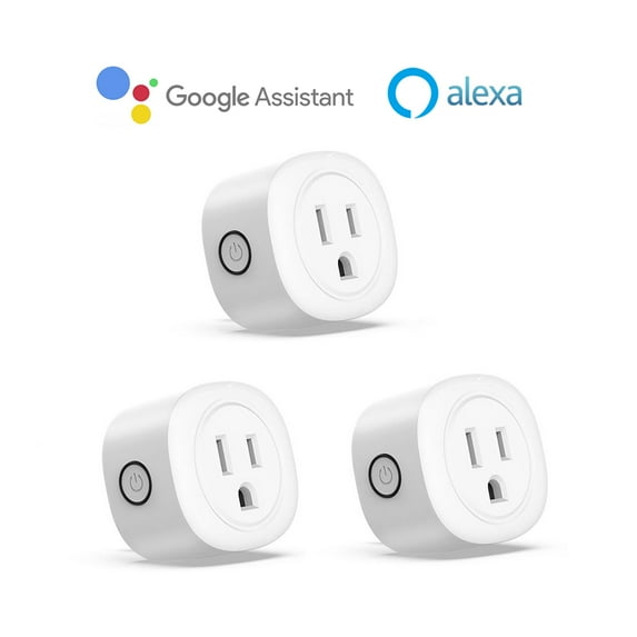 Topesel Smart Plug Mini Wifi Outlet Work with Google Home, Remote Control Outlet, No Hub Required, White, 3 pack