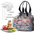 thumbnail image 4 of Pioneer Flower Floral Print Pattern Drawstring Lunch Bag Women - Drawstring Lunch Bag Insulated for Work Office - Stain-Resistant Large Lunchbags for Women with Multi-Pockets, 4 of 6
