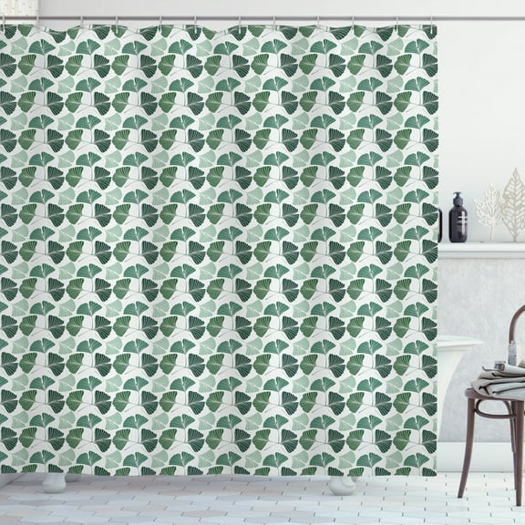 Ambesonne Gingko Shower Curtain, Biloba Tree Leaves Foliage, 69"Wx75"L, White and Green