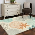 thumbnail image 4 of Coastal Turquoise Washable Rug 3x5 Area Rug for Living Room Bedroom Non Slip Indoor Floor Rectangle Carpet Low Pile Large Ocean Coral Starfish Shell Modern Sea Entryway Rugs for Dining Room Office, 4 of 9