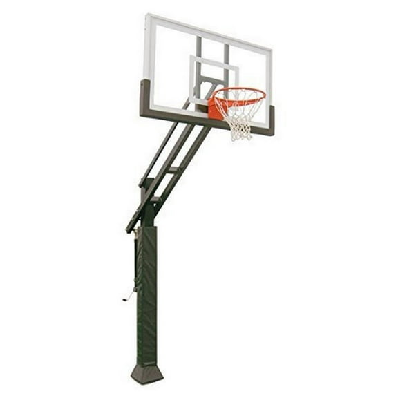 Triple Threat In-ground Adjustable Basketball Goal Hoop with 36" x 60" Glass Backboard System for Outdoor Basketball Cou
