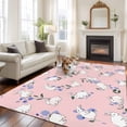 thumbnail image 3 of Easter Bunny 5'x8' Area Rug for Living Room, Spring Purple Flower Rustic Rabbit Pink Washable Non-Slip Rugs for Bedroom Nursery Dining Room, StainResistant Low-Pile Kitchen Carpet Large Entryway Rugs, 3 of 9