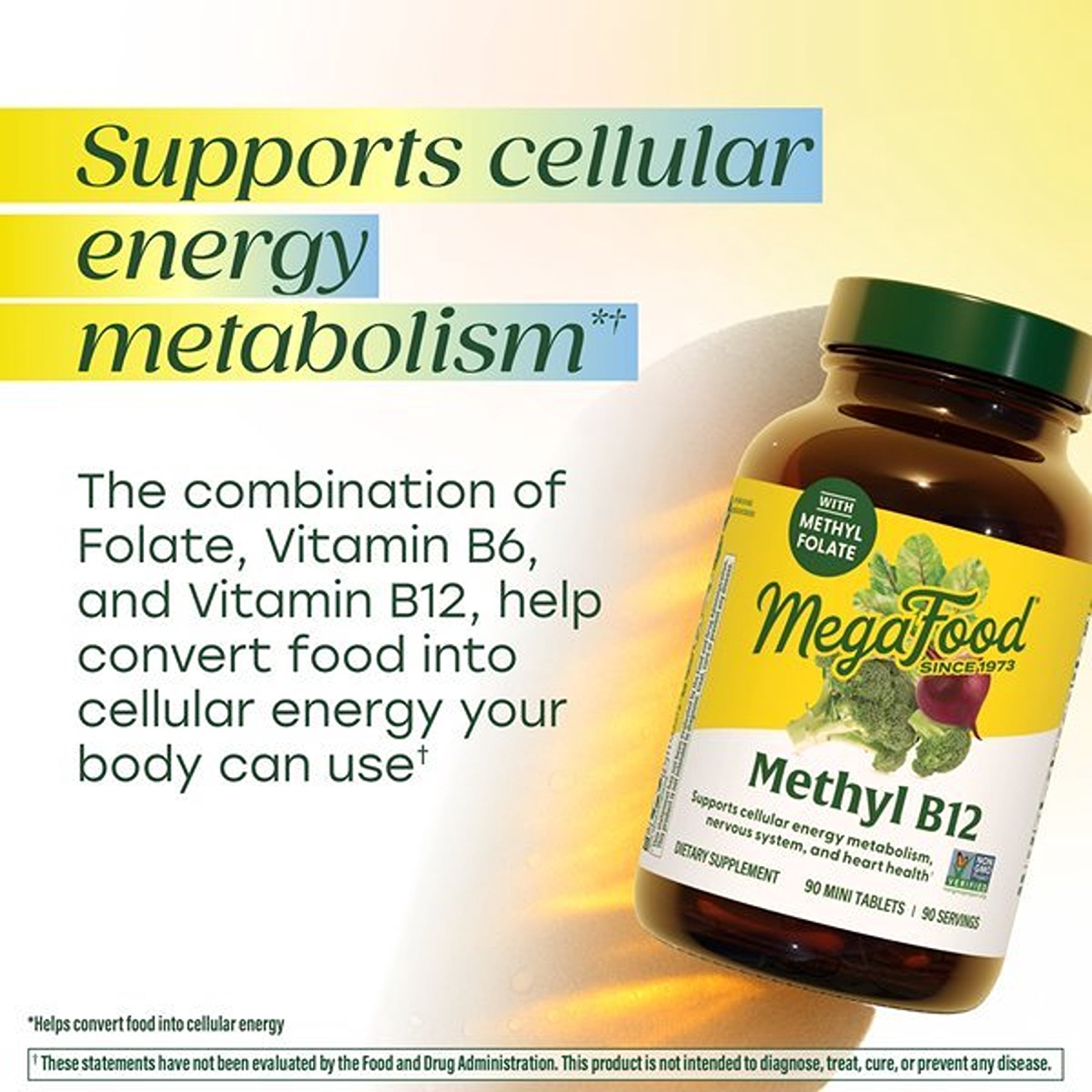 MegaFood Methyl B12 - Methyl Folate & Vitamins B12 & B6 - Energy Production - 60 Servings