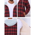 thumbnail image 7 of DARING DIVA Men's Fleece Lining Drawstring Hooded Plaid Shirt Jacket M Black Red, 7 of 7