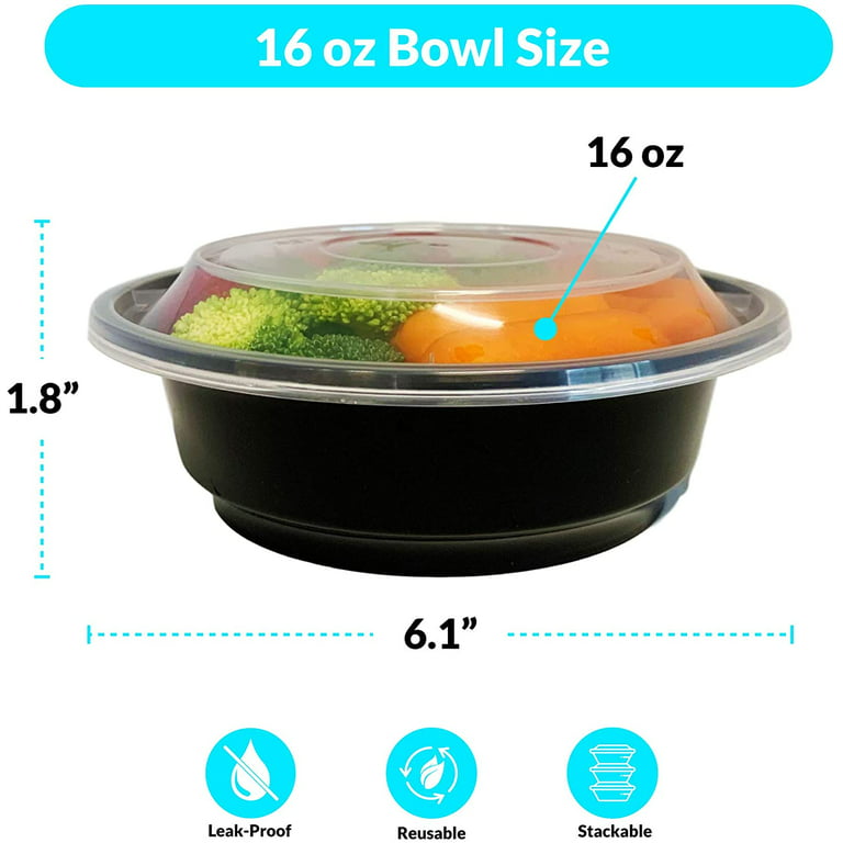 Reli. Meal Prep Container Bowls, 16 oz. (50 Pack) - Reusable 16 oz Meal  Prep Bowls/Food Containers - Microwavable Bowls with Lids, Black Food  Storage Containers (Black) 