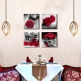 thumbnail image 6 of Red and Black Rose Canvas Wall Art Living Room Decor Black and White Couples Bedroom Decor Floral Posters Bathroom Pictures Modern Family Painting for Kitchen Artwork Home Decoration 16x16" 4 Pcs/Set, 6 of 6