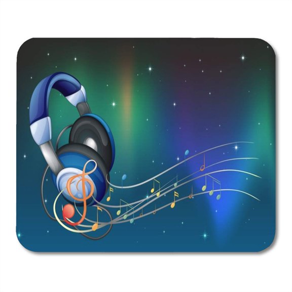 SIDONKU Audio Music of Headphone Musical Notes Commercial Beamed Blank Mousepad Mouse Pad Mouse Mat 9x10 inch