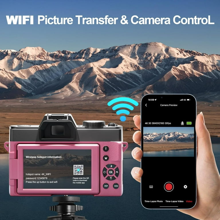 NBD 4K 48MP WiFi Vlogging Camera for YouTube with Webcam, Wide