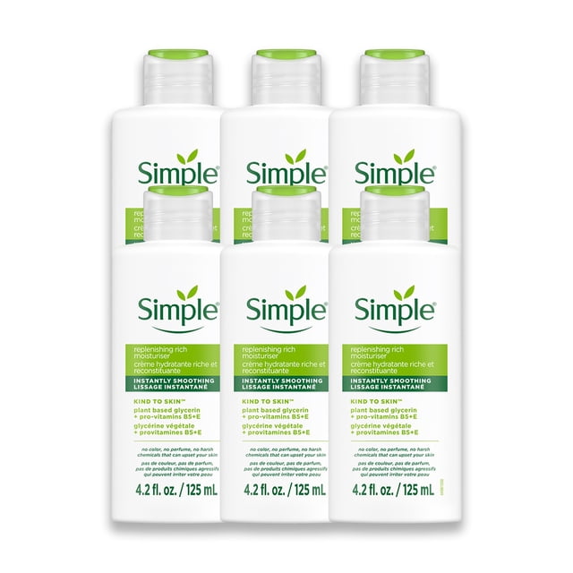 Crema hidratante facial Simple con niacinamida y vitaminas B5 y E, 6 piezas