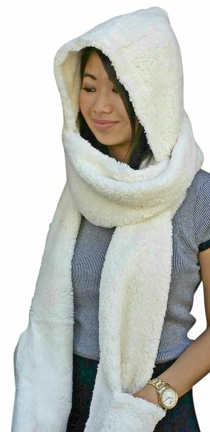 cream scarf and gloves