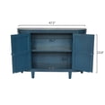 thumbnail image 6 of GDF Studio 47" Modern Oval Storage Cabinet, 4-Door Fluted Wood Buffet Sideboard with Sliding Doors, Antique Blue, 6 of 11