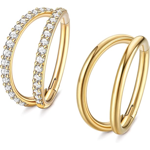 3PCS 16G Septum Clicker Nose Rings Hoop 316L Surgical Cartilage Earring