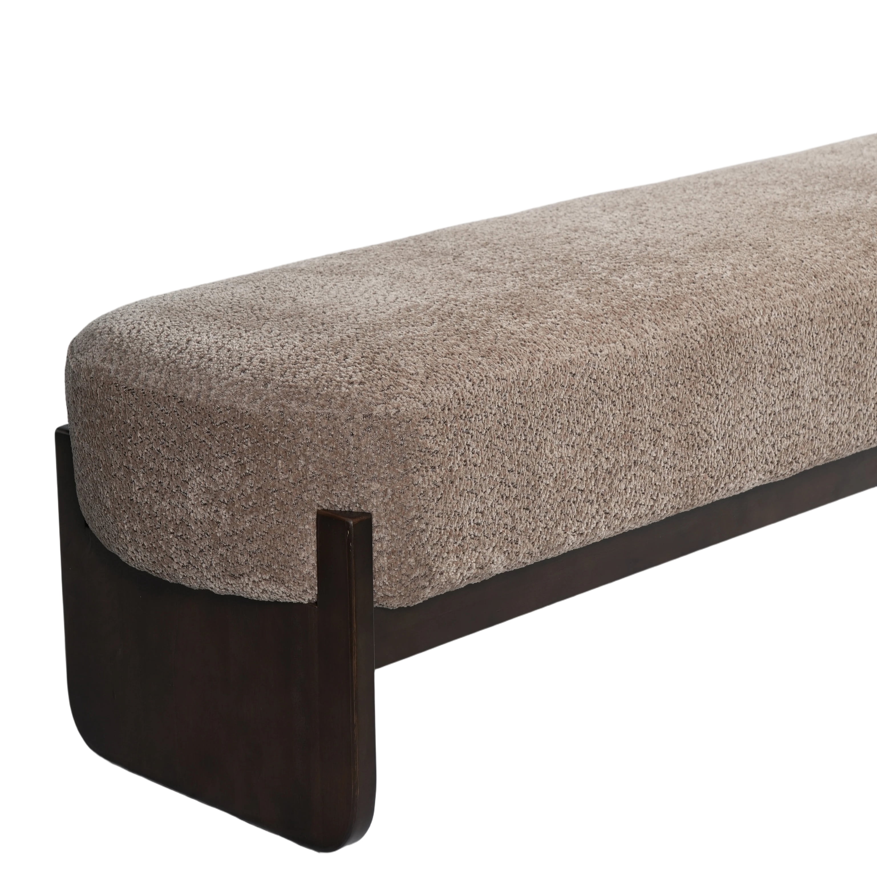 Euroco 64" Rectangular Loop Yarn Fabric Ottoman Bench,Entryway Bench, End of Bed Bench for Living Room, Bedroom,Brown