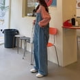 thumbnail image 5 of JFGHDG Womens Classic Adjustable Straps Pockets Denim Bib Overalls Jeans Pants Light Blue L, 5 of 6