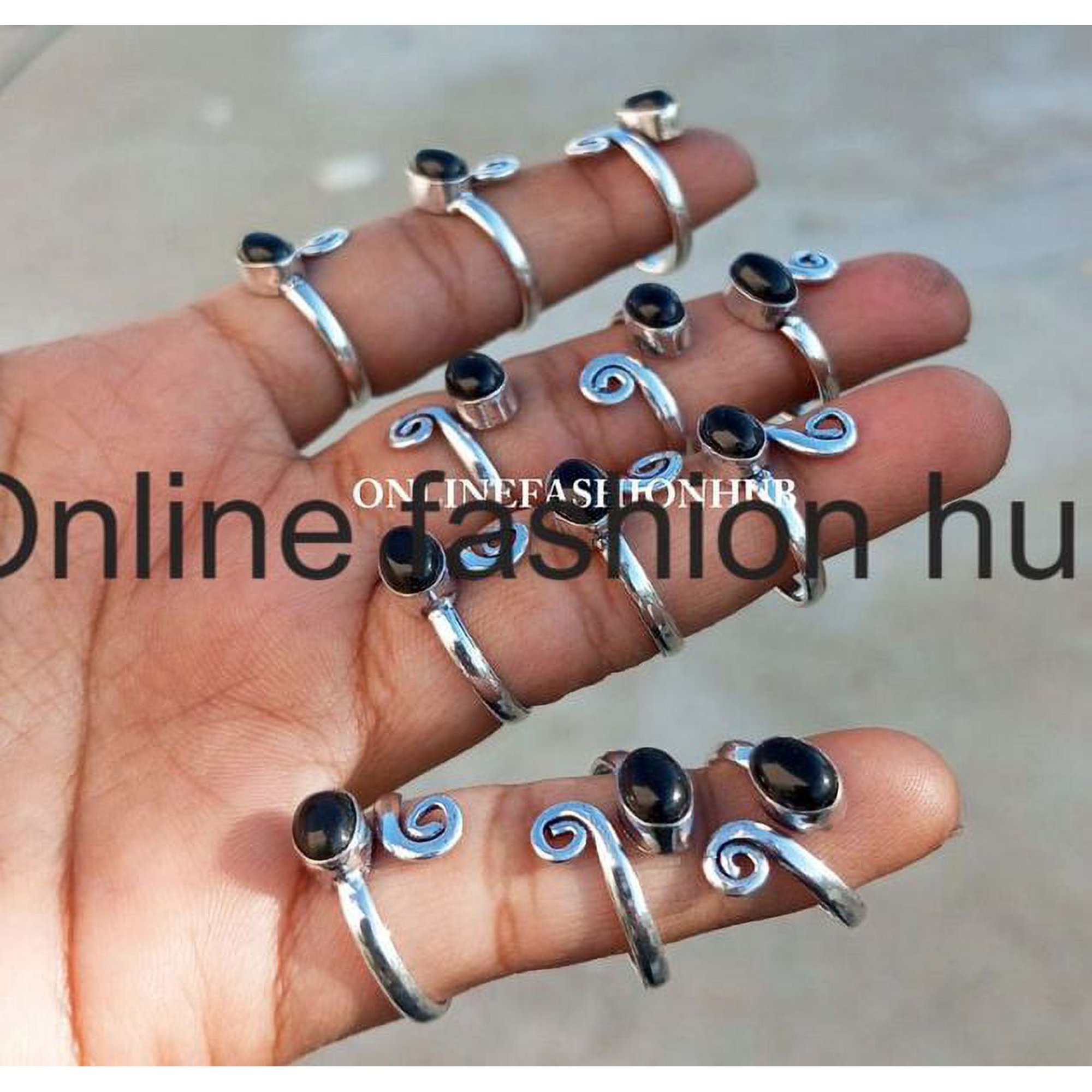 Black Onyx Gemstone 925 Sterling Silver Plated Handmade 50pcs Ring