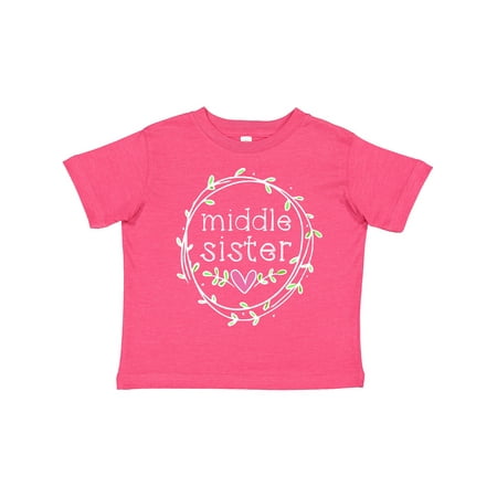 

Inktastic Middle Sister Leaves Circle Heart Gift Toddler Toddler Girl T-Shirt